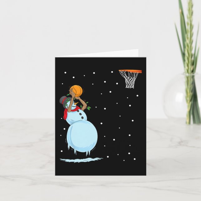 Tarjeta Navidades de baloncesto de Fun Snowman (Anverso)
