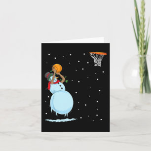 Tarjeta Navidades de baloncesto de Fun Snowman