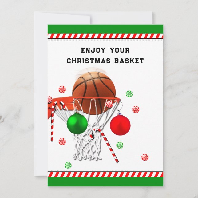 Tarjeta Navidades de baloncesto de vacaciones (Anverso)