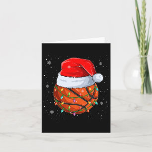 Tarjeta Navidades de baloncesto divertidos Santa Hat Xmas 