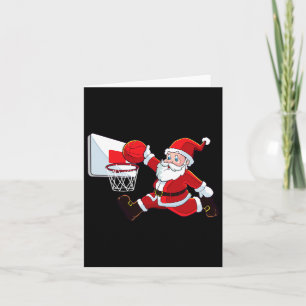 Tarjeta Navidades de baloncesto Santa Claus Slam Dunk