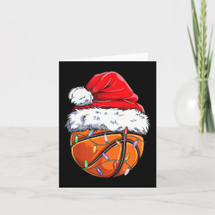 Tarjeta Navidades de baloncesto Santa Hat - Fun Basketball