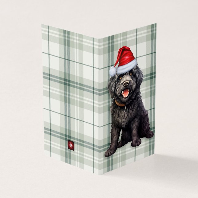 Tarjeta Navidades de Barbet Perro Green Holiday Plantado (Exterior)
