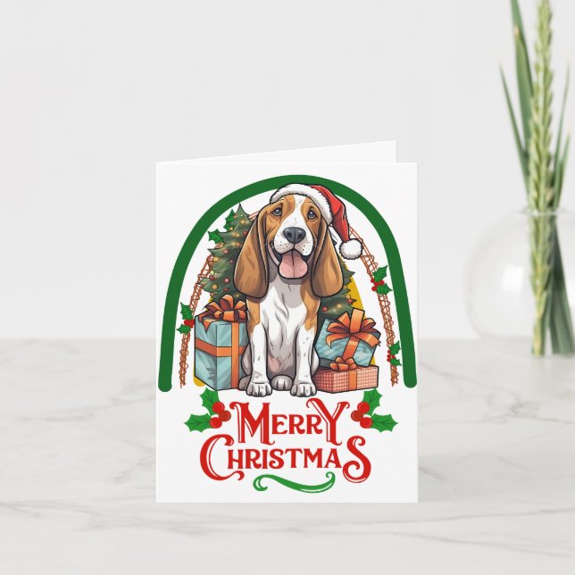 Tarjeta Navidades de Basset-Hound (Anverso)