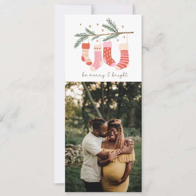 Tarjeta Navidades de Be Merry y Bright Vertical 2 Foto (Anverso)