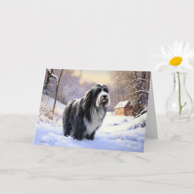 Tarjeta Navidades De Beart Collie Let It Snow (Planta pequeña)