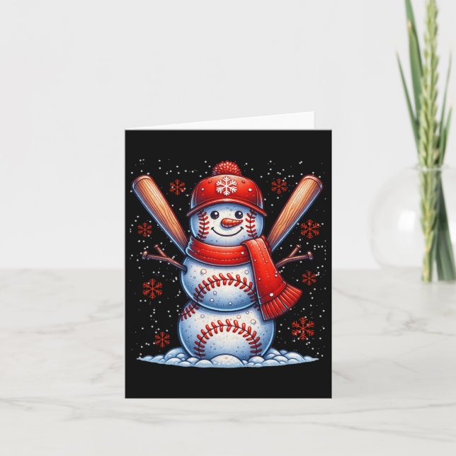 Tarjeta Navidades de Béisbol de niños y nevadas de béisbol (Anverso)