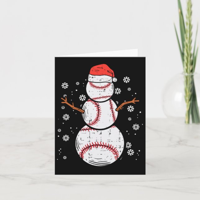 Tarjeta Navidades de beisbol Snowman  Deportivos Hombres W (Anverso)