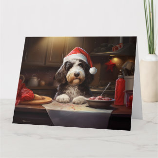 Tarjeta Navidades de Bernedoodle en vacaciones festivas