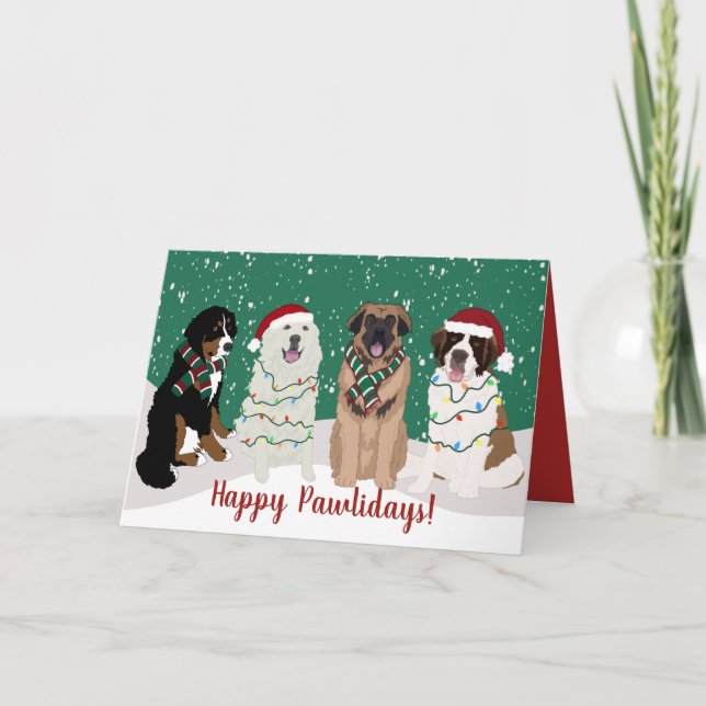 Tarjeta Navidades de Bernese Leonberger Great Pyrenees (Anverso)