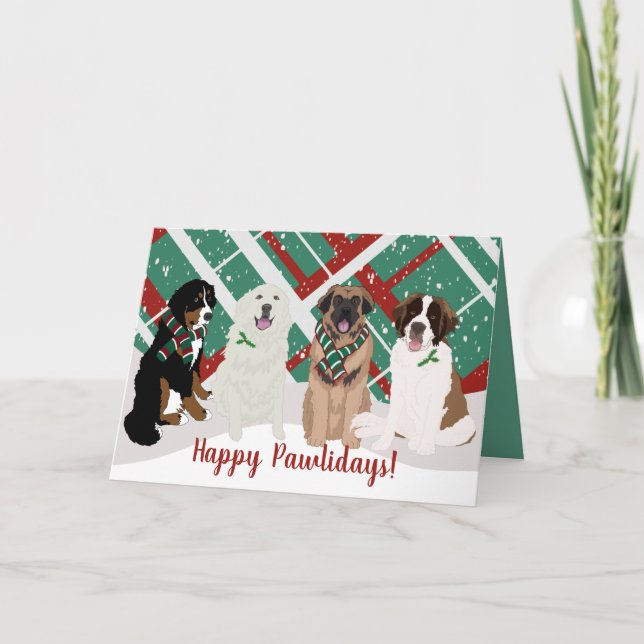 Tarjeta Navidades de Bernese Leonberger Great Pyrenees (Anverso)