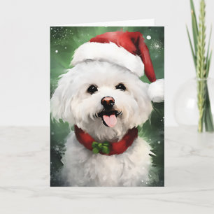 Tarjeta Navidades de Bichon Frise pinchan arte