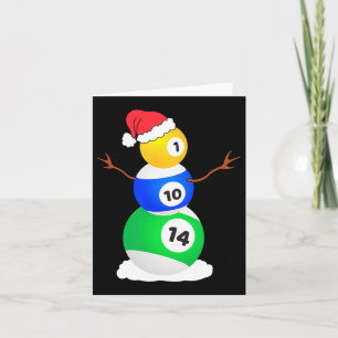 Tarjeta Navidades de billar Snowman Shirt Pool Jugador de 