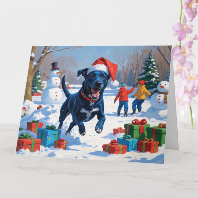 Tarjeta Navidades de Blue Heeler celebran escena de nieve (Orquídea)