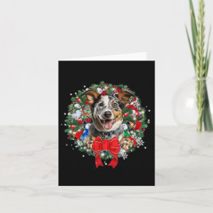 Tarjeta Navidades de Blue Heeler Wreath Decoración Navidad