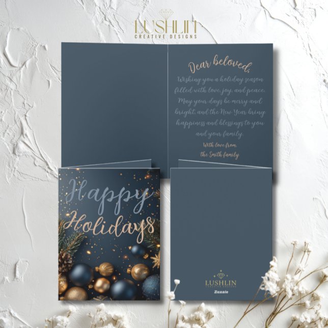 Tarjeta Navidades de Blue ornament Holiday Wishes (Subido por el creador)