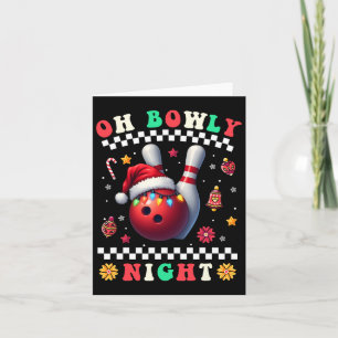 Tarjeta Navidades de boliche Oh Bowly Night Santa Hat Chri
