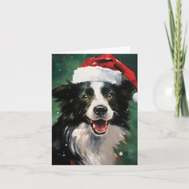 Tarjeta Navidades de Border Collie pinchar arte (Anverso)