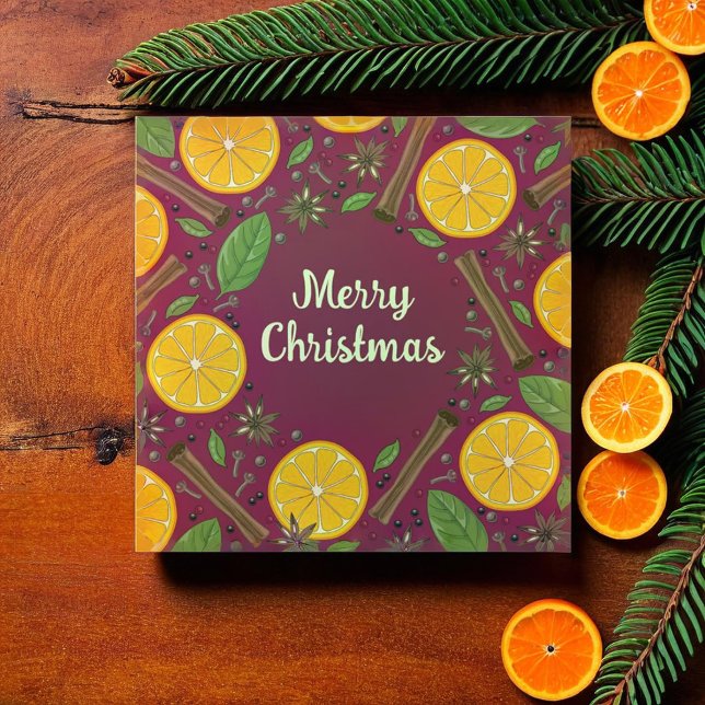Tarjeta Navidades de borgoña picante (Christmas mulled wine spicy burgundy card)