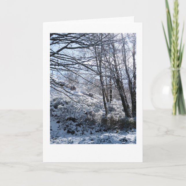 Tarjeta Navidades de bosques de nieve (Anverso)