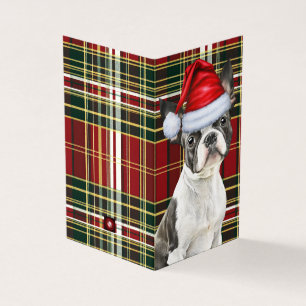 Tarjeta Navidades de Boston Terrier en festividad de perro