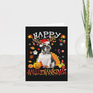 Tarjeta Navidades de Boston Terrier Halloween: Perro feliz