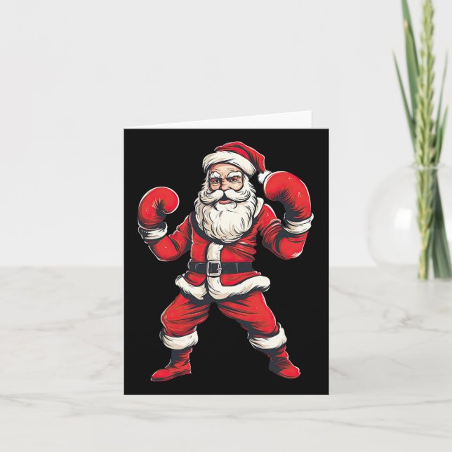 Tarjeta Navidades de boxeo de boxeo de Santa Claus Mart (Anverso)