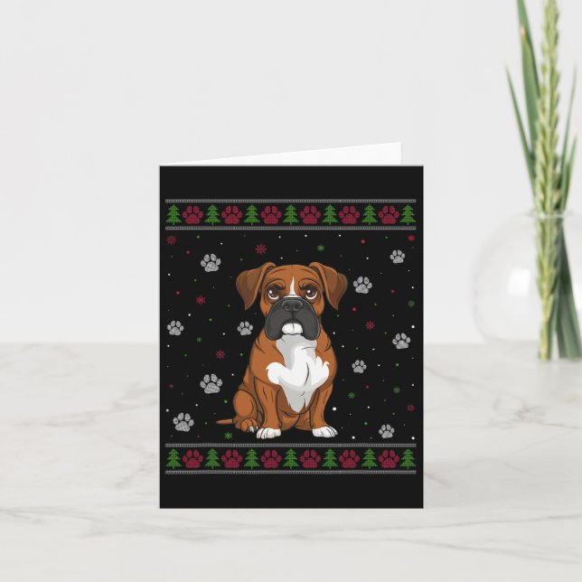 Tarjeta Navidades de Boxeo Sweater Xmas Mascota Animal Dog (Anverso)
