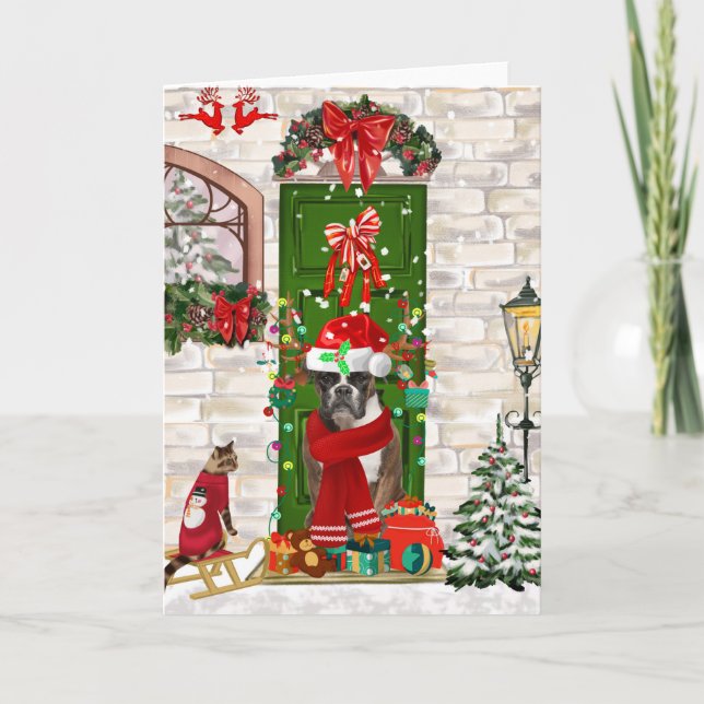 Tarjeta Navidades de Boxer Dog (Anverso)