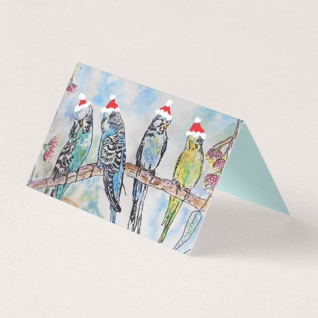 Tarjeta Navidades de Budgerigar Budgies Bird (Anverso)