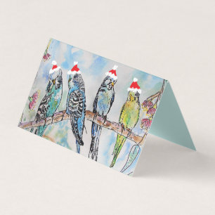 Tarjeta Navidades de Budgerigar Budgies Bird