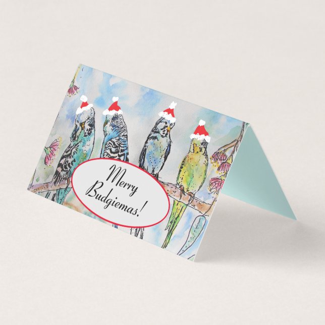 Tarjeta Navidades de Budgerigar Budgies Bird (Anverso)