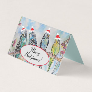 Tarjeta Navidades de Budgerigar Budgies Bird