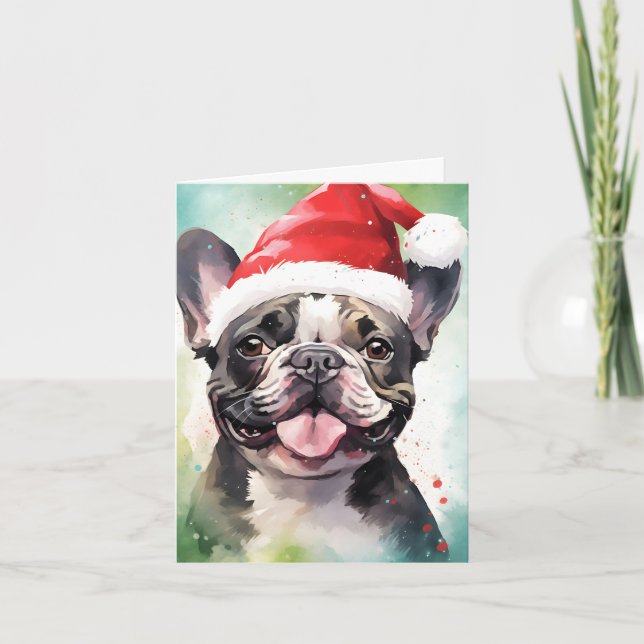 Tarjeta Navidades de Bulldog de Francia (Anverso)
