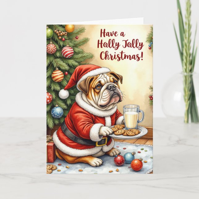 Tarjeta Navidades de bulldog divertida diversión de perro  (Anverso)