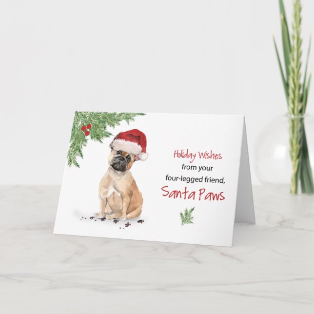 Tarjeta Navidades de Bulldog franceses de perro en el grac (Anverso)