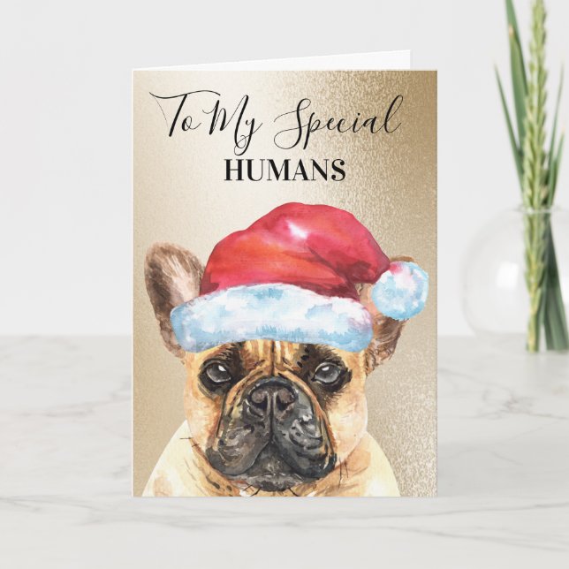 Tarjeta Navidades de Bulldog franceses quieren que los hum (Anverso)