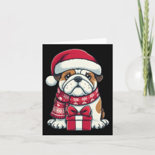 Tarjeta Navidades De Bulldog Ingleses Cuidan A Santa Masco