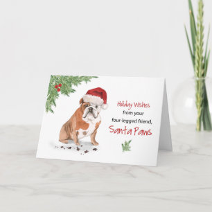 Tarjeta Navidades de Bulldog ingleses de perro en divertid