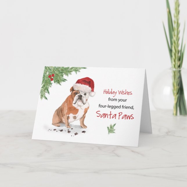 Tarjeta Navidades de Bulldog ingleses de perro en divertid (Anverso)