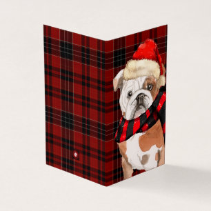 Tarjeta Navidades de Bulldog ingleses rojo de vacaciones