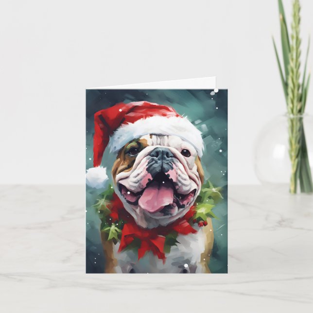 Tarjeta Navidades de bulldog pinchan arte (Anverso)