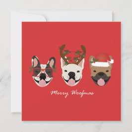 Tarjeta Navidades de Bulldoges franceses de Merry Woofmas