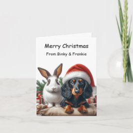 Tarjeta Navidades de Bunny y Dachshund