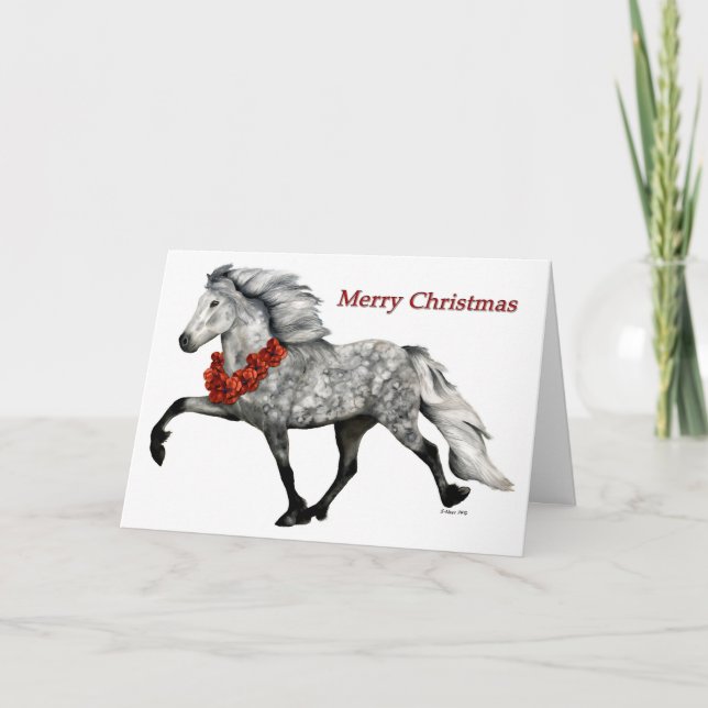Tarjeta Navidades de caballos de Islandia (Anverso)
