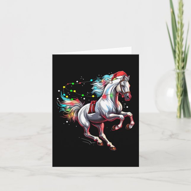Tarjeta Navidades de caballos de Santa Claus Vestido de eq (Anverso)