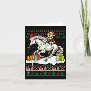 Tarjeta Navidades de caballos de Santa Shiba Inu Sweater L