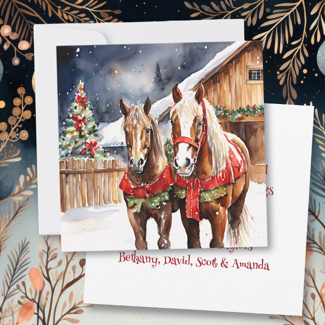 Tarjeta Navidades de caballos marrones festivos (Subido por el creador)