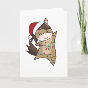 Tarjeta Navidades de caballos Pony Niegan a los animales d