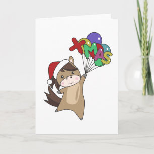 Tarjeta Navidades de caballos Pony Niegan a los animales d
